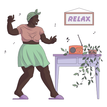 Relaxed dancing woman to the music PNG, SVG