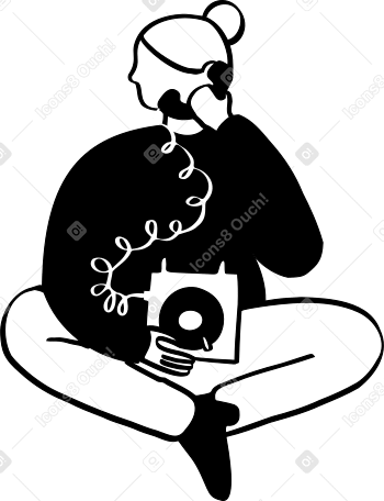 woman with a phone PNG, SVG