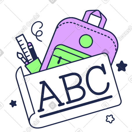 用铅笔和书包文字刻字 abc PNG, SVG