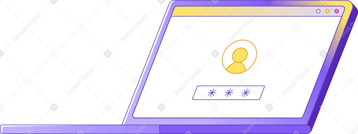 laptop with login page PNG, SVG