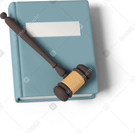 3D judges gavel on law book в PNG, SVG