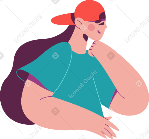 그녀의 손으로 그녀의 머리를 지탱하는 반 여자 PNG, SVG