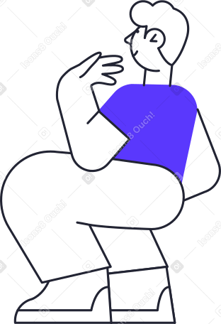 man in blue t-shirt sitting back Illustration in PNG, SVG