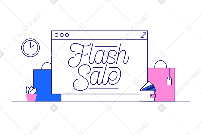 Lettering Flash Sale in browser and with packages Illustration in PNG, SVG