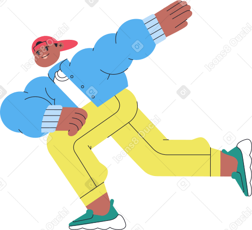 running guy in a cap Illustration in PNG, SVG