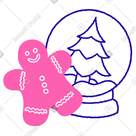 姜饼人与雪花玻璃球 PNG, SVG