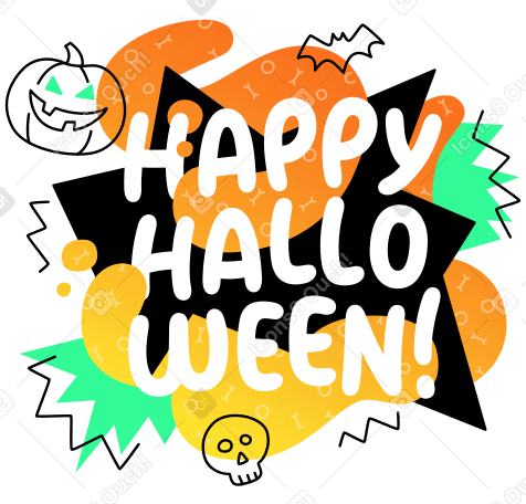 Colorful lettering Happy Halloween with doodles PNG, SVG