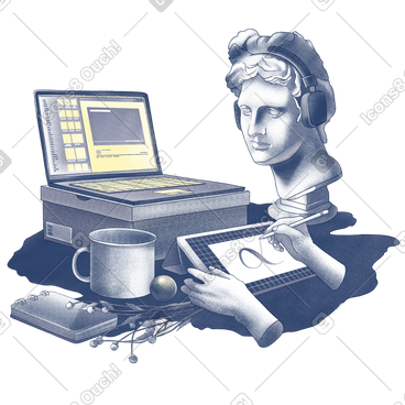 Digital illustrator workplace PNG, SVG