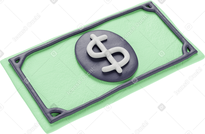 3D Side view of a dollar banknote PNG, SVG