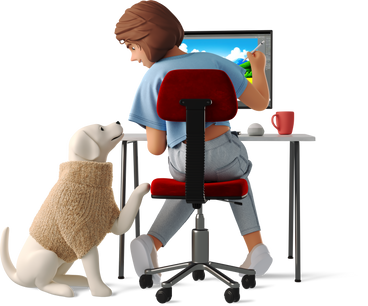 woman working with dog PNG、SVG