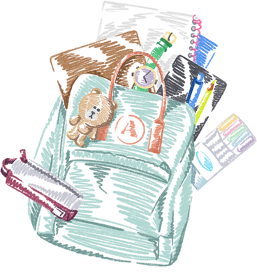 School backpack with things PNG, SVG