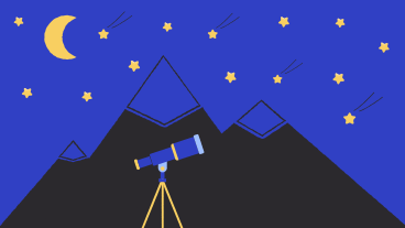 Telescopio en las montañas para observar las estrellas. PNG, SVG