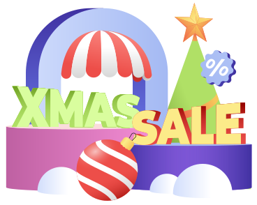 Schriftzug „xmas sale“ mit weihnachtskugel und bogentext PNG, SVG