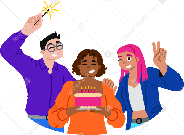 Jóvenes celebrando cumpleaños PNG, SVG