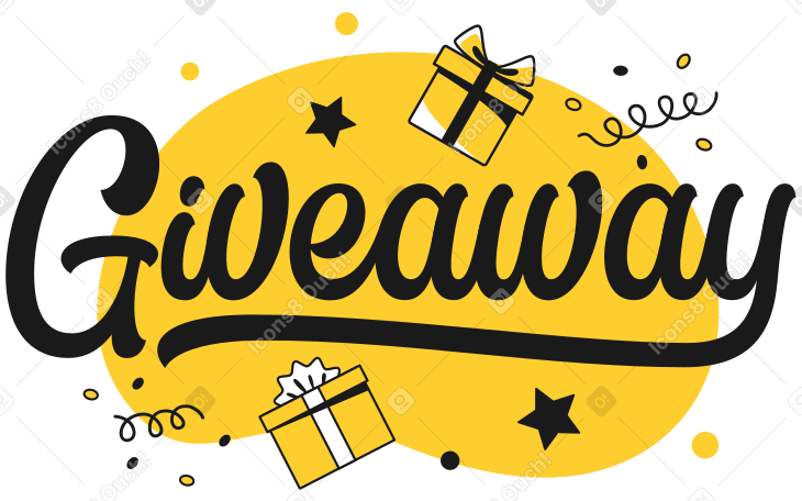 Lettering Giveaway with gift boxes and decorate text PNG, SVG