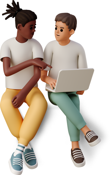 two young men with laptop PNG, SVG