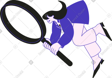 Woman with huge magnifying glass PNG, SVG