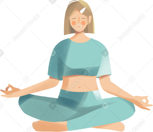 young blonde woman meditating Illustration in PNG, SVG