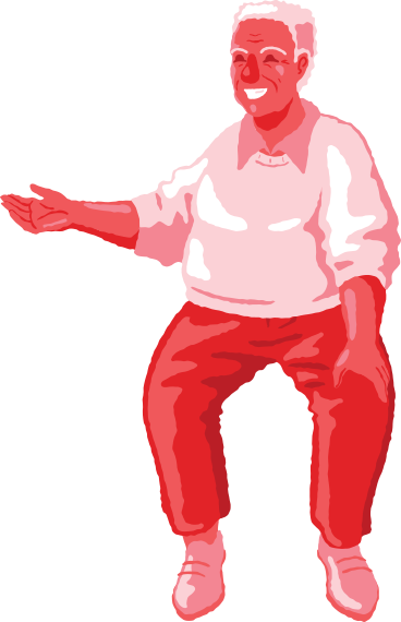 chubby old man sitting front PNG, SVG