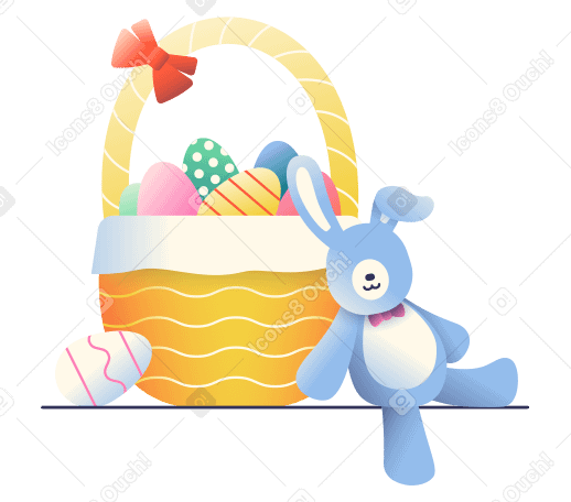 Easter basket with eggs Illustration in PNG, SVG