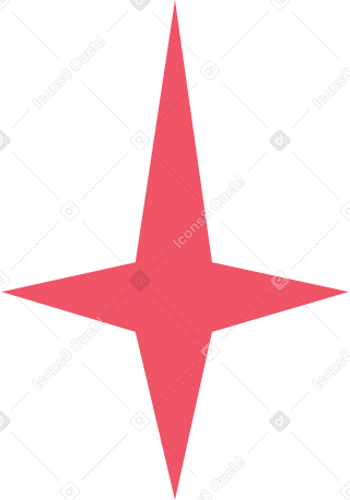 red small star with four points Illustration in PNG, SVG