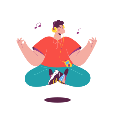Mann meditiert mit musik PNG, SVG