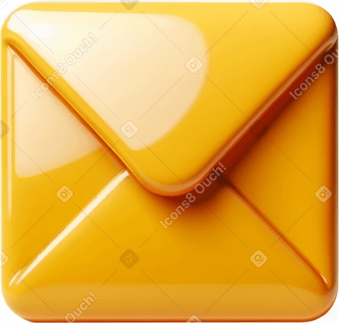 3D yellow mail envelope PNG, SVG