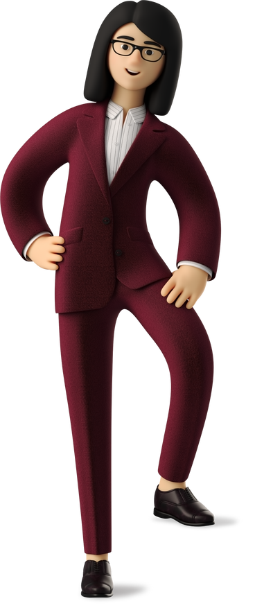 businesswoman in red suit leaning on her knee PNG, SVG