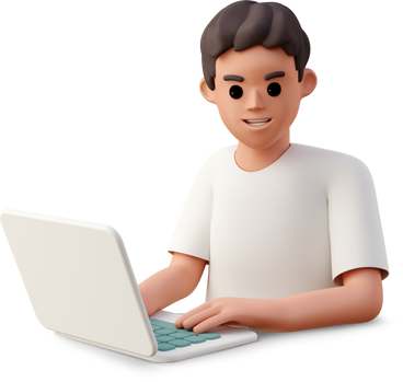 boy sitting in front of laptop PNG, SVG