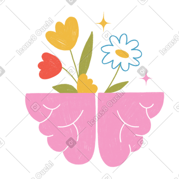 大脑中长出的花朵 PNG, SVG