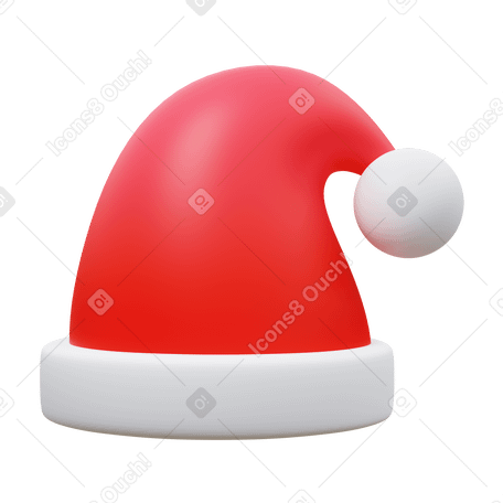 3D 圣诞老人的帽子 PNG, SVG