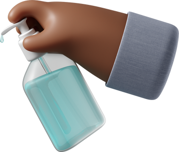 Dark brown skin hand holding a sanitizer PNG, SVG