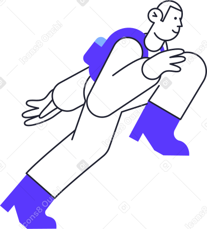 hurrying man animated illustration in GIF, Lottie (JSON), AE