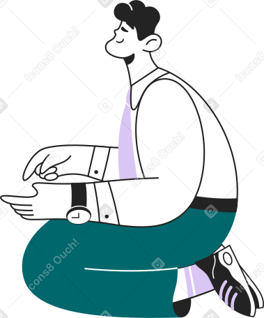 man sitting on knees Illustration in PNG, SVG
