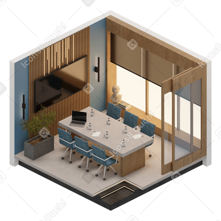 3D isometric meeting room PNG, SVG