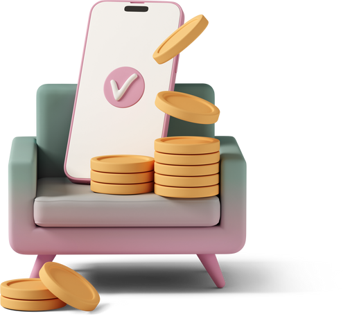 3D money and phone PNG, SVG