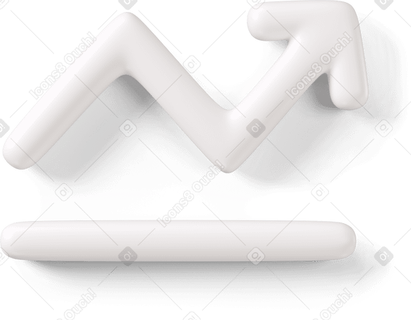 3D White zigzag growth icon Illustration in PNG, SVG