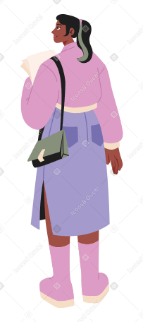 Молодая женщина стоит с бумагами в PNG, SVG