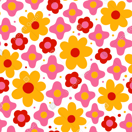 明るいシームレスな花柄 PNG、SVG