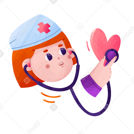 Female doctor listening to the heartbeat Illustration in PNG, SVG