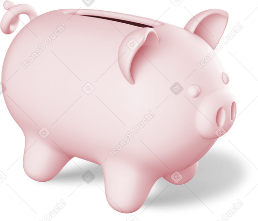 3D pastel pink piggy bank PNG, SVG