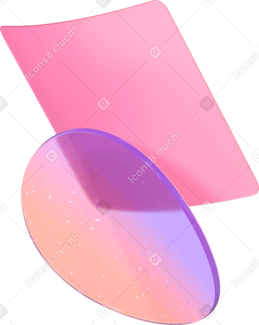 3D bent disc and transparent rectangle with rounded corners PNG, SVG