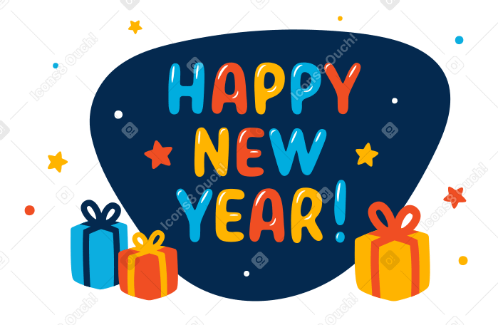 Happy New Year Illustration in PNG, SVG