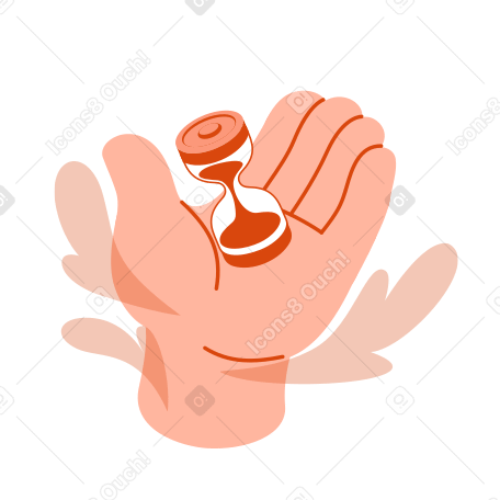 Рука держит песочные часы для отслеживания времени в PNG, SVG
