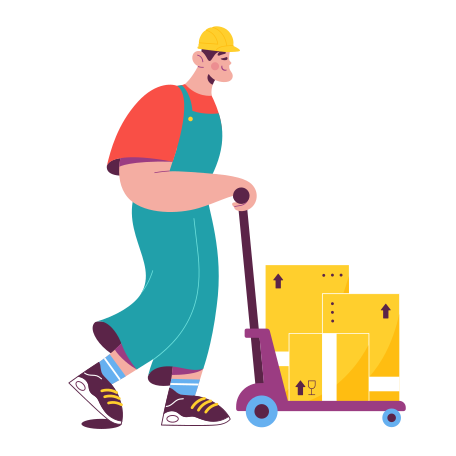 Loader pulls a cart with boxes Illustration in PNG, SVG