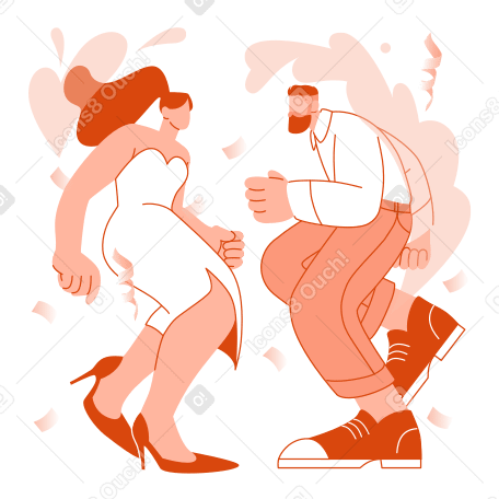 Мужчина и женщина танцуют на праздничной вечеринке в PNG, SVG