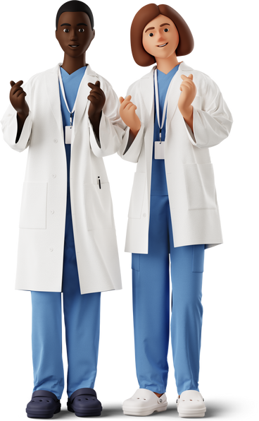 two doctors making finger heart в PNG, SVG