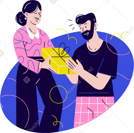Girl gives gift to a man PNG, SVG
