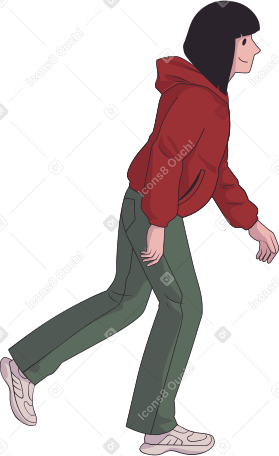 girl in a red hoodie and green jeans Illustration in PNG, SVG