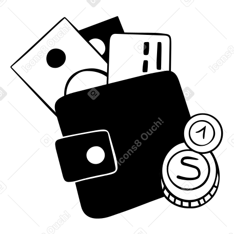 Wallet with money and card PNG, SVG